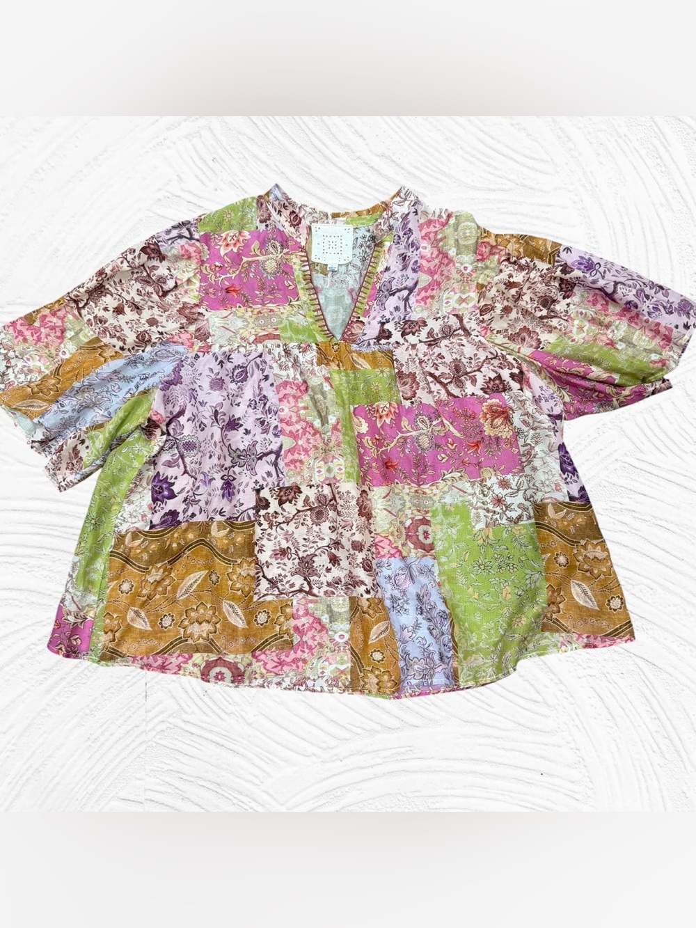 Johnny Was The Bertha Top Shirt Blouse Size Large Boho Flowy Silk Cotton